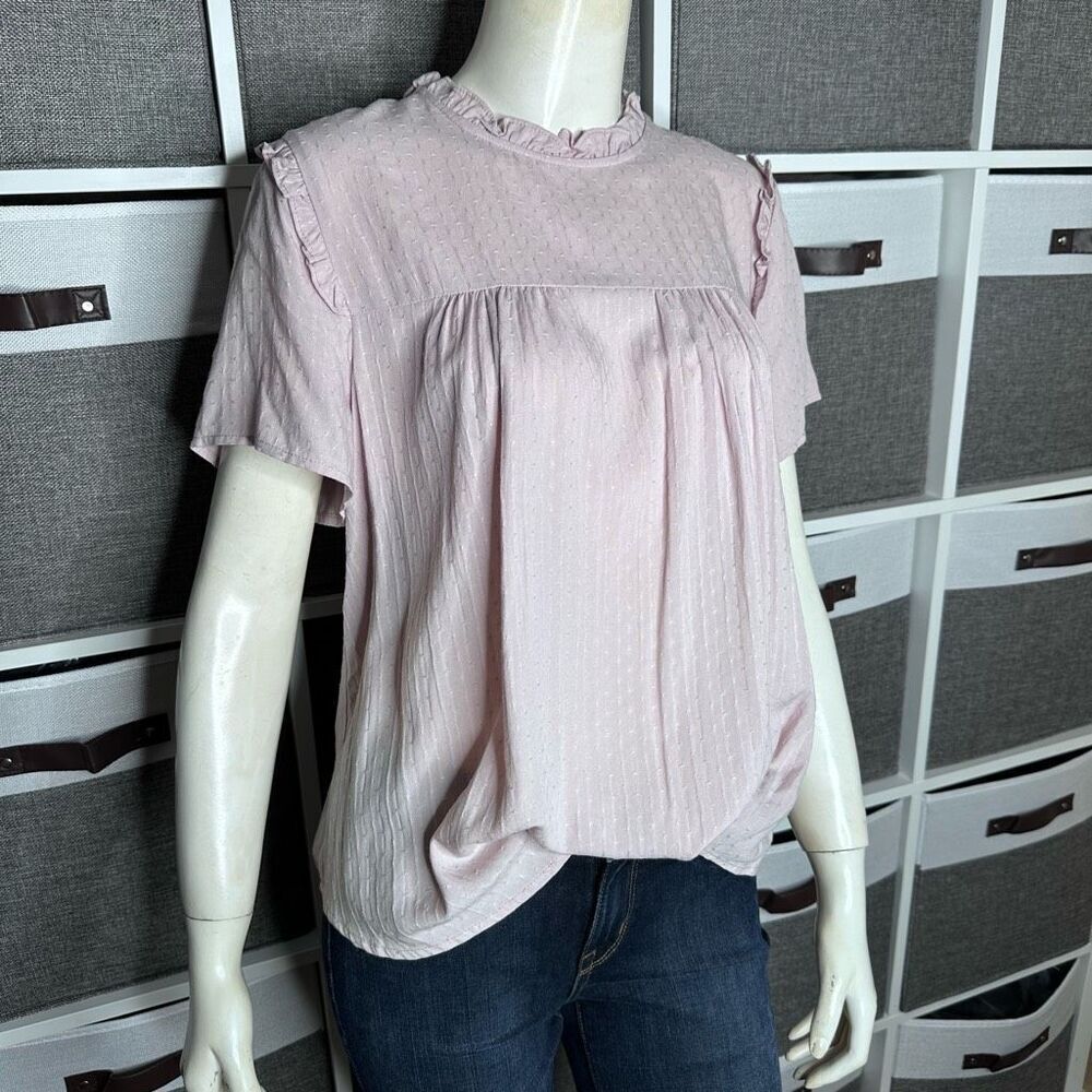Bohme Ruffle Short Sleeve Top in Rose Size Small - Picture 16 of 16